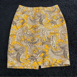 Yellow and Gray Paisley J. Crew Skirt